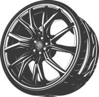 Silhouette velg rim tire for car black color only vector