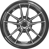 silueta velg borde neumático para coche negro color solamente vector