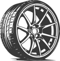 Silhouette velg rim tire for car black color only vector