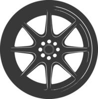 silueta velg borde neumático para coche negro color solamente vector