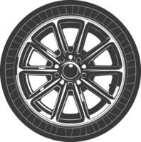 silueta velg borde neumático para coche negro color solamente vector