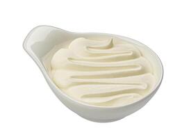 Sour cream isolated on white background, top view photo