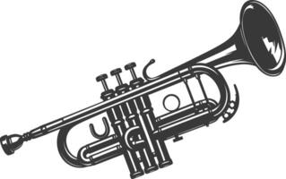 Silhouette trumpet black color only vector