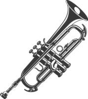 Silhouette trumpet black color only vector