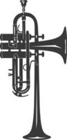 Silhouette trumpet black color only vector