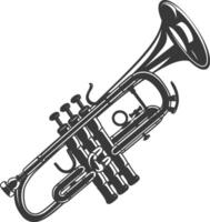 Silhouette trumpet black color only vector