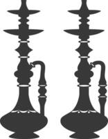 Silhouette Desarj Turkish Hookahs Traditional Shisha black color only vector