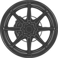 Silhouette velg rim tire for car black color only vector