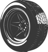 Silhouette velg rim tire for car black color only vector