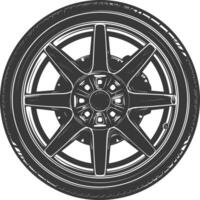 silueta velg borde neumático para coche negro color solamente vector