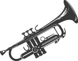 Silhouette trumpet black color only vector