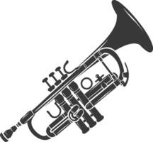 Silhouette trumpet black color only vector