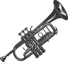 Silhouette trumpet black color only vector