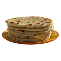 3D Rendering of a Rounded Indian Bread on Transparent Background png