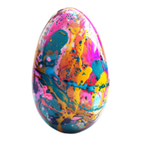 3d representación de un vistoso Pascua de Resurrección huevo en transparente antecedentes png