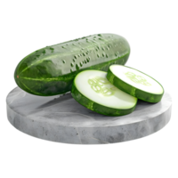 3D Rendering of a Green Cucumber on Transparent Background png