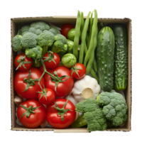 3d representación de un mezcla vegetales en caja en transparente antecedentes png