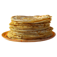 3D Rendering of a Rounded Indian Bread on Transparent Background png