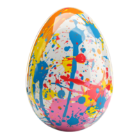 3d representación de un vistoso Pascua de Resurrección huevo en transparente antecedentes png