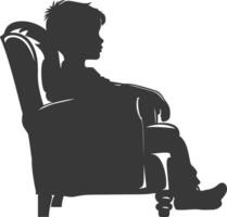 Silhouette little boy sitting in the chair black color only vector