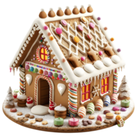 3d renderen van een Kerstmis klein huis Aan transparant achtergrond png