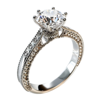 3d representación de un diamante anillo en transparente antecedentes png