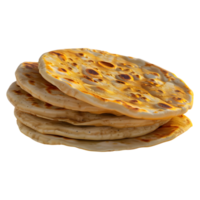 3D Rendering of a Rounded Indian Bread on Transparent Background png