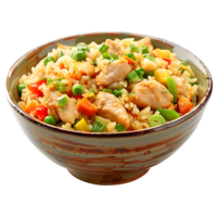 3D Rendering of a Indian Biryani in a Bowl on Transparent Background png