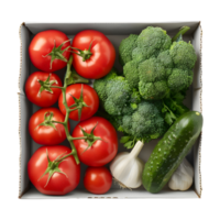 3D Rendering of a Mix Vegetables in Box on Transparent Background png