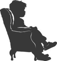 Silhouette little boy sitting in the chair black color only vector