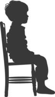 Silhouette little boy sitting in the chair black color only vector