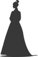 Silhouette independent korean women wearing hanbok black color only vector