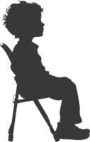 Silhouette little boy sitting in the chair black color only vector