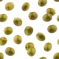 Seamless pattern of green olives photo