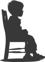 Silhouette little boy sitting in the chair black color only vector