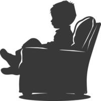 Silhouette little boy sitting in the chair black color only vector