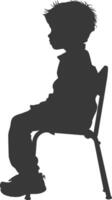 Silhouette little boy sitting in the chair black color only vector