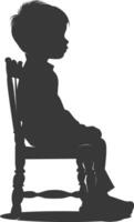 Silhouette little boy sitting in the chair black color only vector