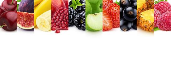 Mix of healthy food with copy space, fruits and berries collection photo