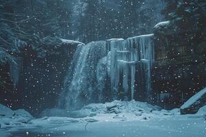 Beautiful majestic waterfall in natural nature, national park attraction photo