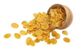 Scattered corn flakes isolated on white background with clipping path photo
