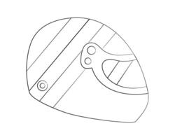 Racing helmet sketch. Side view of Protection for driver. Outline simple drawing. Visor. Headgear for motorcyclist. Protective equipment. Safety. Linear image. Isolated object. illustration. vector