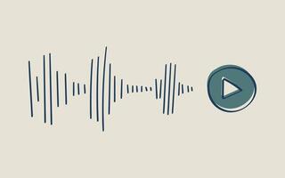 Voice message, voicemail. Play button and audio track. Player. Interface on social networks. Modernity. Hand drawn. Isolated. Color outline image. illustration. vector