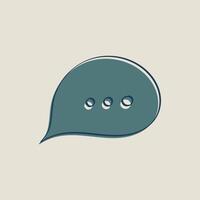 Speech bubble with ellipses. Chat, conversation, dialogue icon. Social network message or notification. Three dots. Drawn isolated symbol. Color outline image. illustration. vector