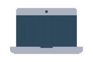 Pixel gaming laptop with screen. 8-bit personal computer with display on a white background. Technology. 90s style. Color image. Isolated object. Retro Flat style. illustration vector
