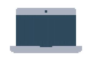 Pixel gaming laptop with screen. 8-bit personal computer with display on a white background. Technology. 90s style. Color image. Isolated object. Retro Flat style. illustration vector