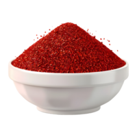 3D Rendering of a Red Spice Grinded in a Bowl on Transparent Background png