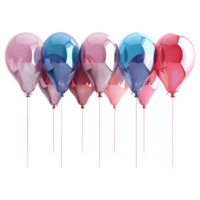 3D Rendering of a Colorful Balloons on Transparent Background png