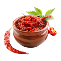 3D Rendering of a Red Spice Grinded in a Bowl on Transparent Background png