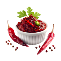 3D Rendering of a Red Spice Grinded in a Bowl on Transparent Background png